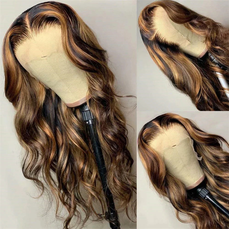 180-220% Density Lace Frontal Wig, 4/27 Highlight Body Wave, 13×6 Lace Front Wigs