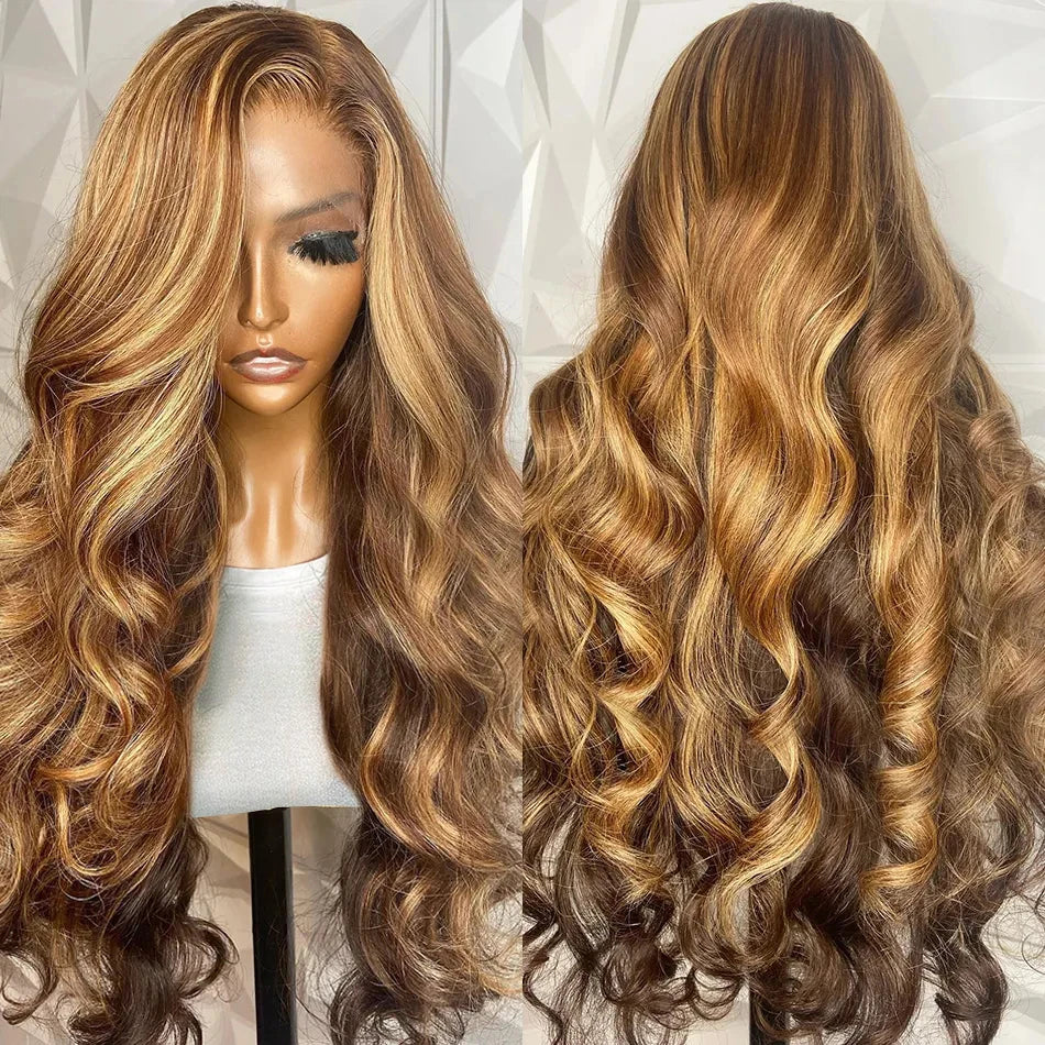 180-220% Density Lace Frontal Wig, 4/27 Highlight Body Wave, 13×6 Lace Front Wigs