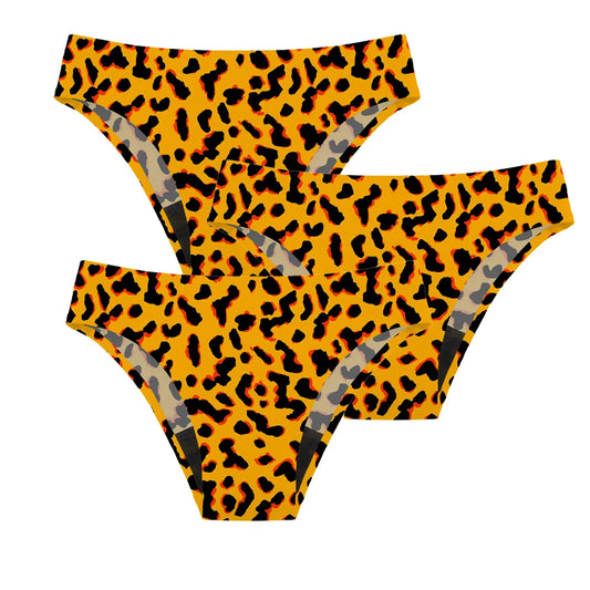 Women's Low Waist Swim Bottom-Yellow Leopard Print