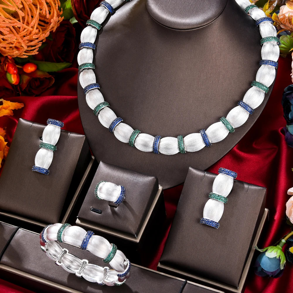 4PCS Fashion Luxury Bamboo Knot Africa Jewelry Sets For Women