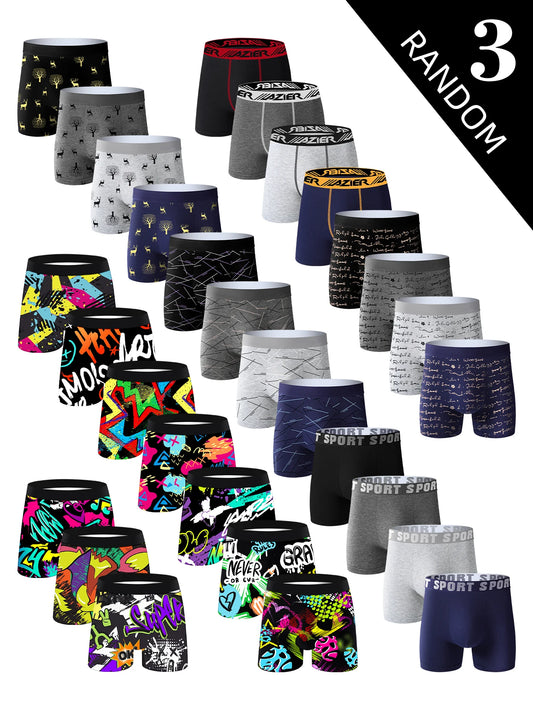 3pcs Men's Underwear-Soft Breathable Random Boxer Brief