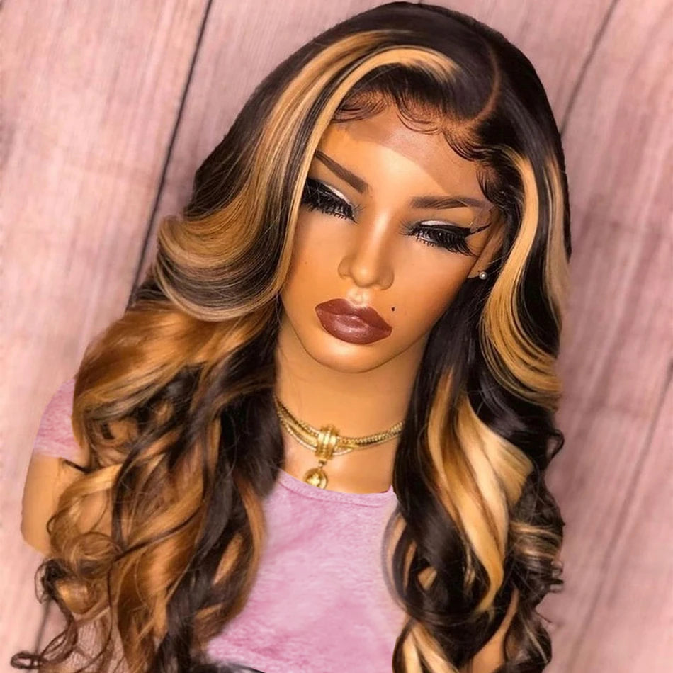 180-220% Density Lace Frontal Wig, 4/27 Highlight Body Wave, 13×6 Lace Front Wigs