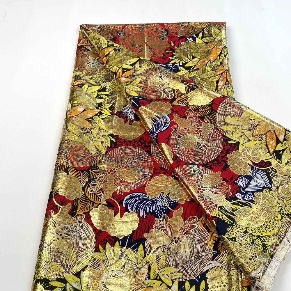 New African Golden Wax Fabrics Cotton Print Wrap Batik Ankara High Quality Original Pagne Material for Women Wedding Dress